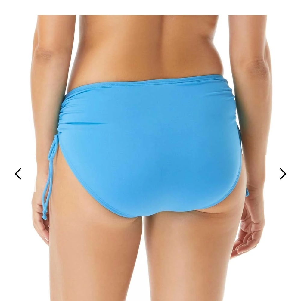 Nicole Miller Azure Sky Blue Shirred Side Bikini Bottoms Size XL